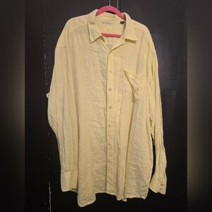 Tommy Bahama Men's Yellow 100% Linen Button-Up Shirt Size 3XLT